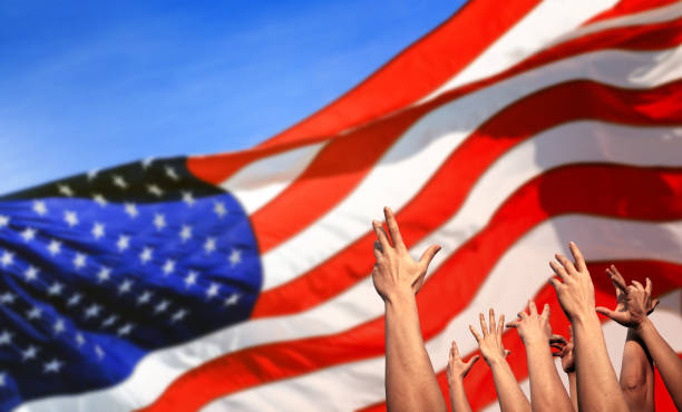 istock American flag and people 1347153807