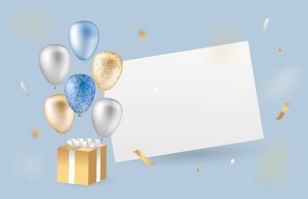 istock Elegant Greeting celebration realistic balloons.