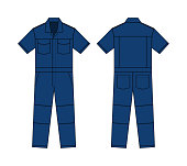 Short sleeves working overalls ( Jumpsuit, Boilersuit ) template vector illustration | Blue