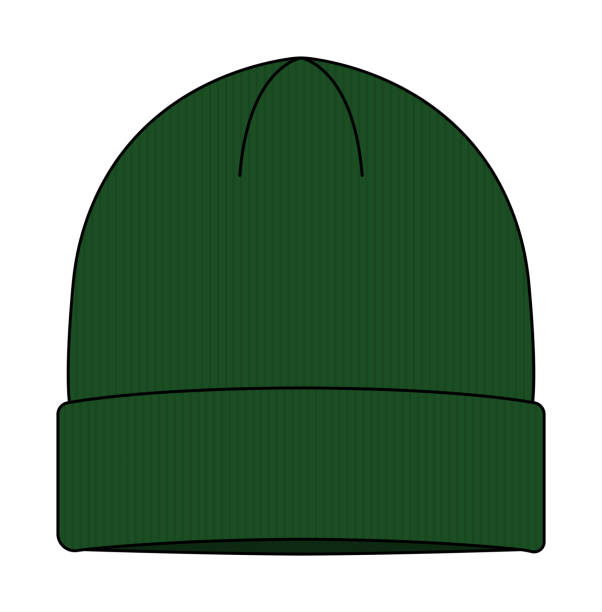 czapka czapka (czapka z dzianiny) szablon ilustracji wektorowej | zielony - propeller beanie stock illustrations