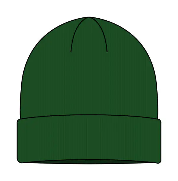 Vector illustration of Beanie hat (knit cap)  template vector illustration | Green