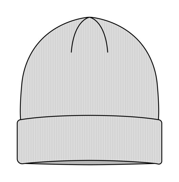 czapka czapka (czapka z dzianiny) szablon ilustracji wektorowej | biały - propeller beanie stock illustrations