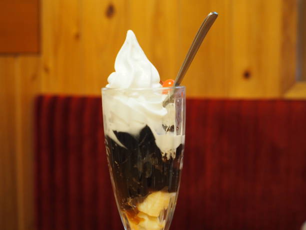 istock Coffee jelly with soft ice cream on top 1347162719