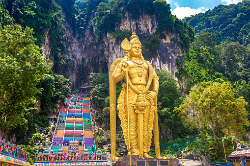 Batu cave, hinduism temple in a sunny day in Kuala Lumpur, Malaysia