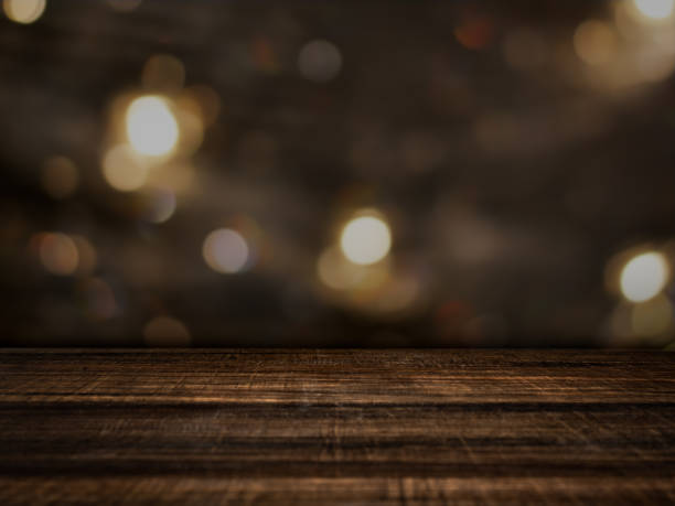 istock Empty wooden tabletop for montage product placement display. 1347162833