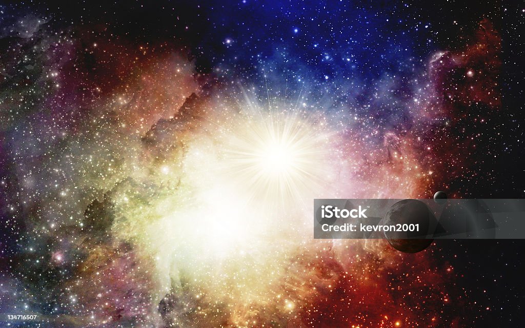 Super nova con pianeta - Foto stock royalty-free di Supernova