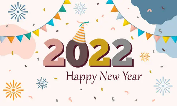 Vector illustration of 2022 New Year Design Background. Banner with Numbers Date 2022