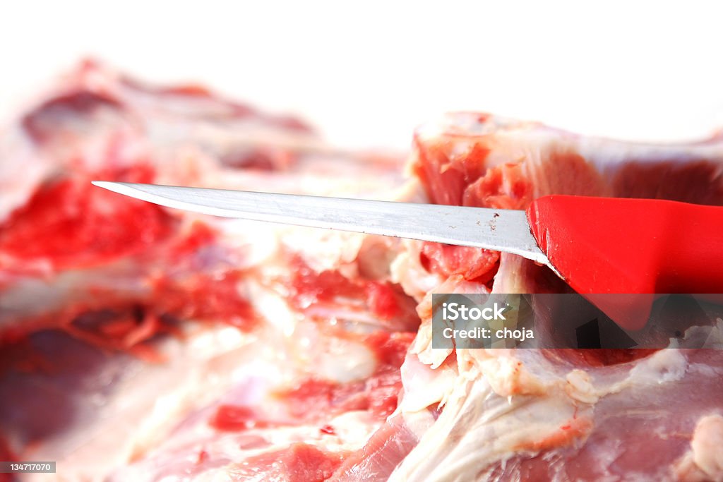 Butchery.Butcher é cortar Vitela thight - Royalty-free Afiado Foto de stock