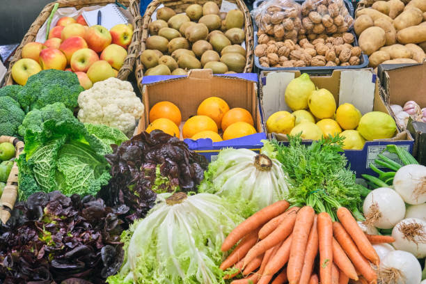istock Vegetables and fruits for sale 1347174283