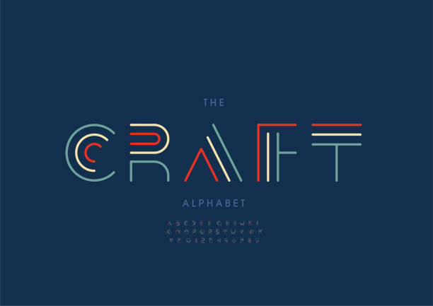 Craft alphabet Vector of stylized craft alphabet and font simple letterhead design stock illustrations