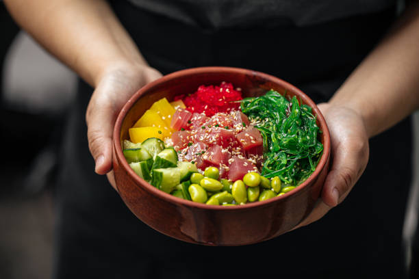 istock Hawaiian tuna poke bowl with vegetables 1347174326