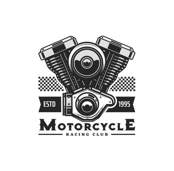 ilustrações, clipart, desenhos animados e ícones de ícone do motor de motocicleta de veículo de moto - crankcase