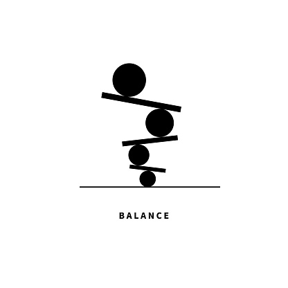 Balance symbol. Harmony sign. Stability icon. Wellbeing concept. Business stability. Vector illustration
