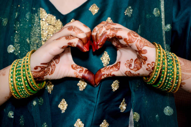 istock An Indian bride making heart shape by her hands. 1347178871