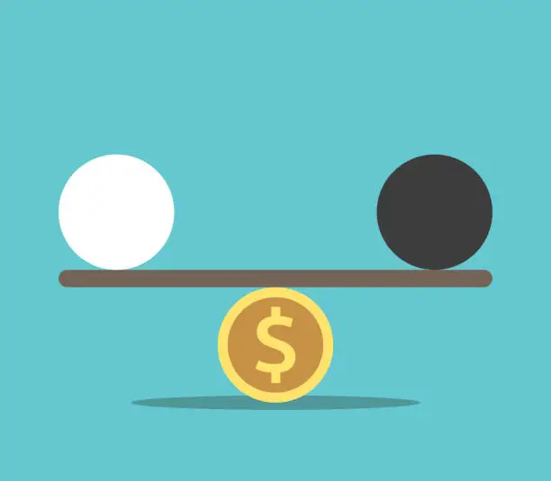 Vector illustration of Spheres balanced on money