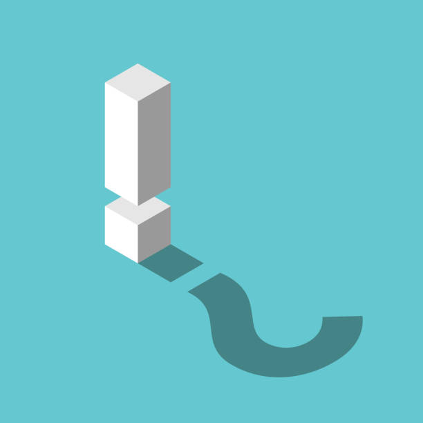 Exclamation mark, question shadow Isometric exclamation mark, question shaped shadow. Hidden reason, problem, doubt, confusion, uncertainty and suspicion concept. Flat design. EPS 8 vector illustration, no transparency, no gradients suspicious message stock illustrations