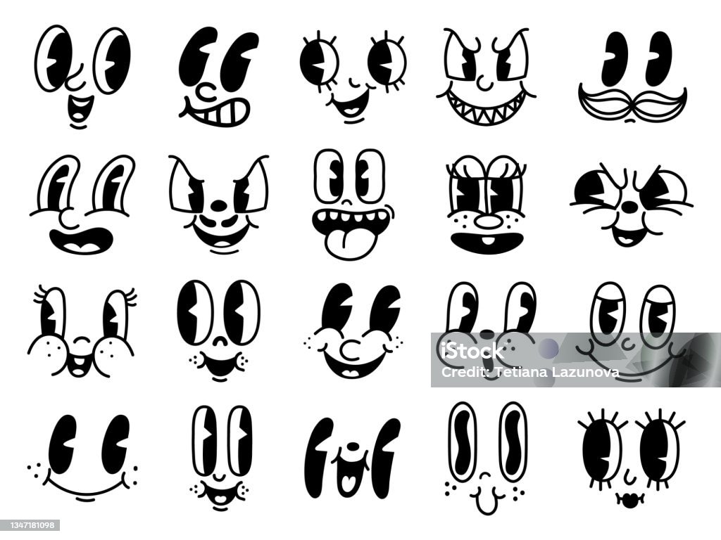 Ilustración de Dibujos Animados Vintage De Los Años 50 Y Expresiones Faciales Felices De Cómic Vieja Animación Divertida Caricaturas De Caras Personajes Retro Peculiares Sonrisa Emoji Conjunto Vectorial y más Vectores Libres Ilustración de Dibujos Animados Vintage De Los Años 50 Y Expresiones Faciales Felices De Cómic Vieja Animación Divertida Caricaturas De Caras Personajes Retro Peculiares Sonrisa Emoji Conjunto Vectorial y más Vectores Libres