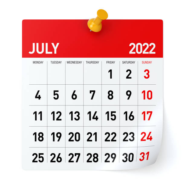istock July 2022 - Calendar. Isolated on White Background. 3D Illustration 1347186696