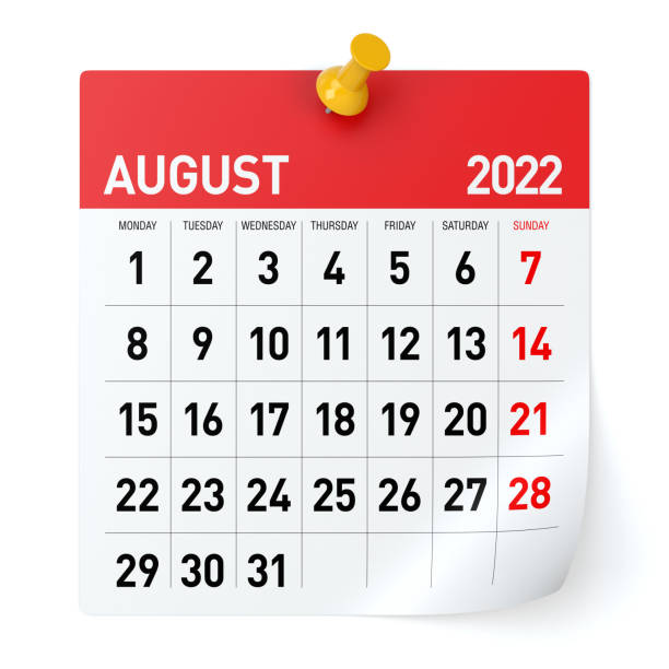 istock August 2022 - Calendar. Isolated on White Background. 3D Illustration 1347186698