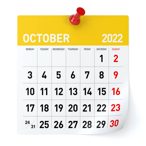 istock October 2022 - Calendar. Isolated on White Background. 3D Illustration 1347186699