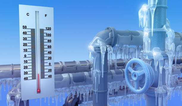 Thermometer and Pipeline stock photo