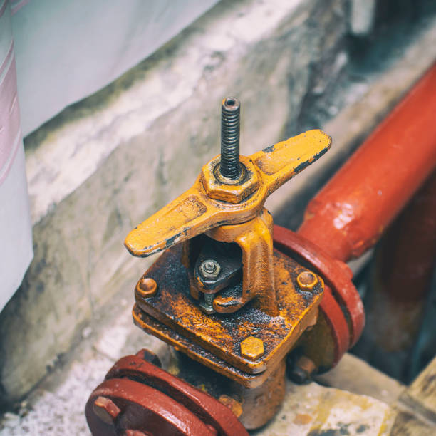istock Industrial valve on gas supply or heating system pipe 1347187595