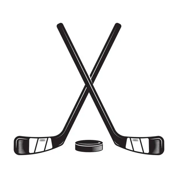 Vector illustration of Ice Hockey design on white background. Hockey Stick Line art logos or icons. vector illustration.