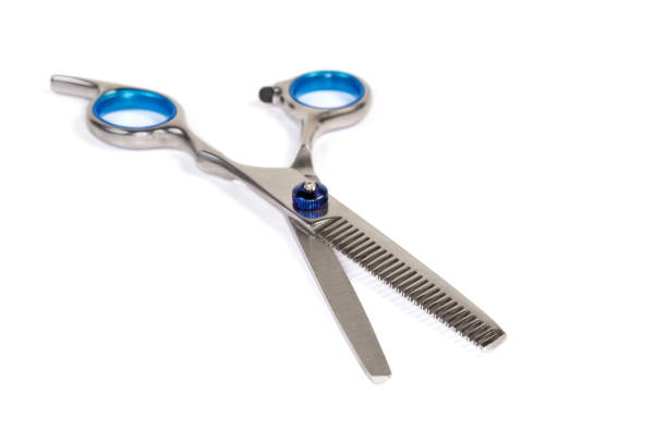 istock Professional hair thinning scissor, close-up in selective focus 1347192393