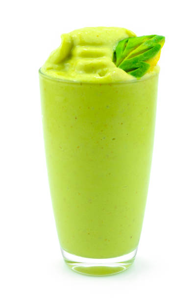 istock Avocado Smoothie refreshing and healthy decorated carved Avocado Leaf Shape 1347196144