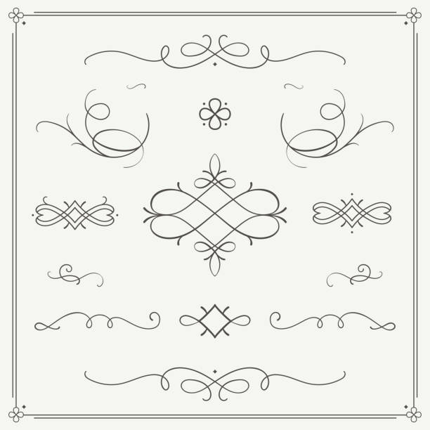 illustrations, cliparts, dessins animés et icônes de collection vectorielle de vignettes vintage et de fioritures. - ornate frame decoration scroll shape