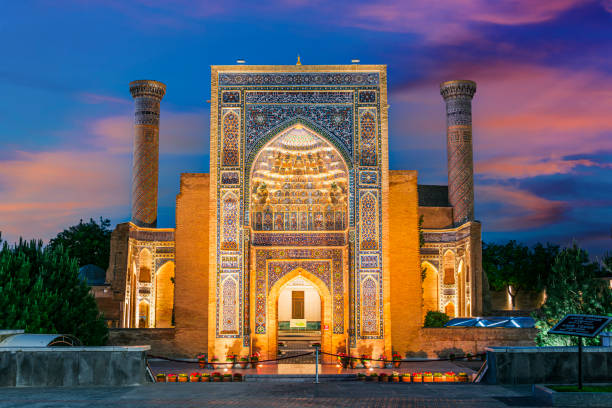 Guri Amir, a mausoleum of the Asian conqueror Timur in Samarkand Gur-e-Amir or Guri Amir (Tomb of the King), a mausoleum of the Asian conqueror Timur in Samarkand, Uzbekistan. samarkand stock pictures, royalty-free photos & images