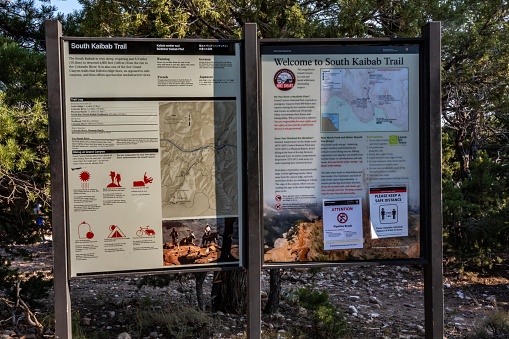 Grand Canyon NP, AZ, USA - Oct 13, 2020: The South Kaibab Trail