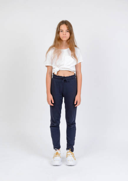 istock Young girl model snap front look full length 1347203580