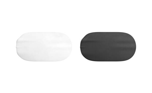 istock Blank black and white oval interior carpet mockup, top view 1347207273