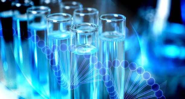 istock Test tubes with liquid on blurred background, closeup. Laboratory analysis 1347207466