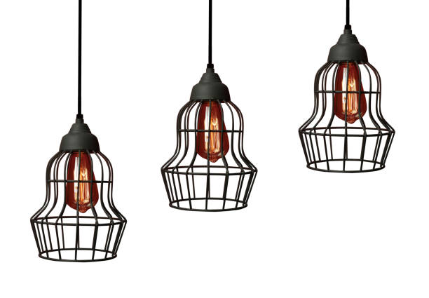 istock Set of modern hanging lamps on white background 1347207698