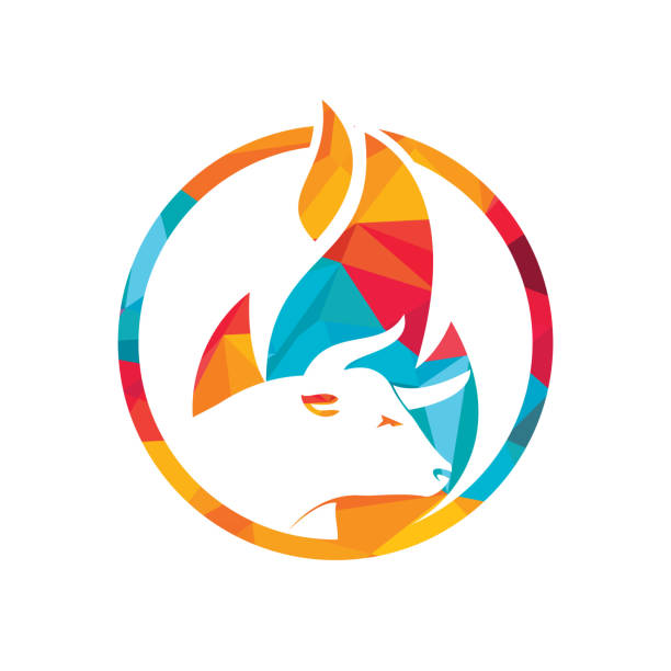 Bull fire vector logo design template. Suitable for ranch, steakhouse, restaurants, farms, meat and cattle. dangerous steak stock illustrations