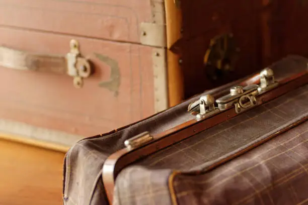 Photo of Stack of old suitcases