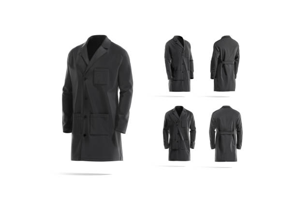 istock Blank black medical lab coat mock up, different views 1347209907