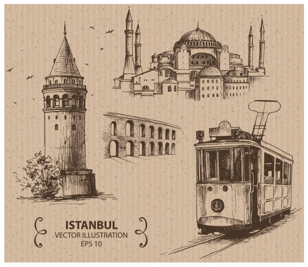 istanbul, türkei - galata tower stock-grafiken, -clipart, -cartoons und -symbole