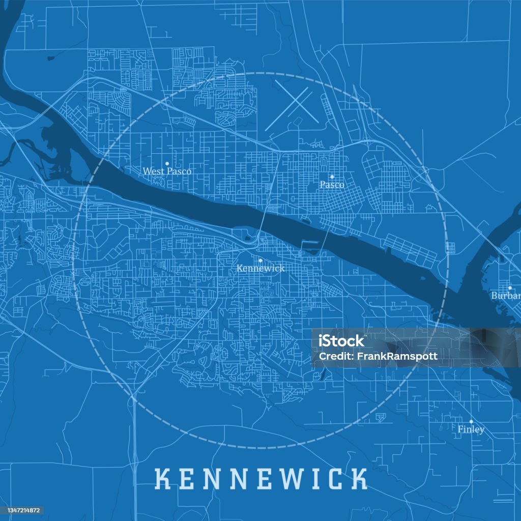 Kenwick Map Kennewick Wa City Vector Road Map Blue Text Stock Illustration ...