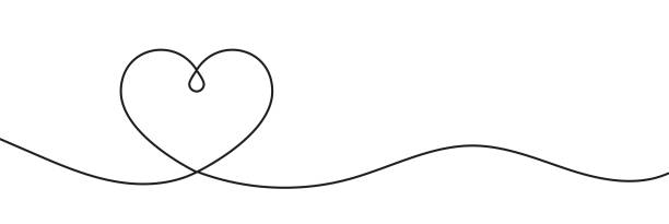 ilustrações de stock, clip art, desenhos animados e ícones de heart line art drawing vector illustration. continuous one line drawing heart. abstract love symbol. - vector love pink dirty
