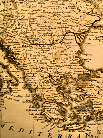 Antique world map, Greece