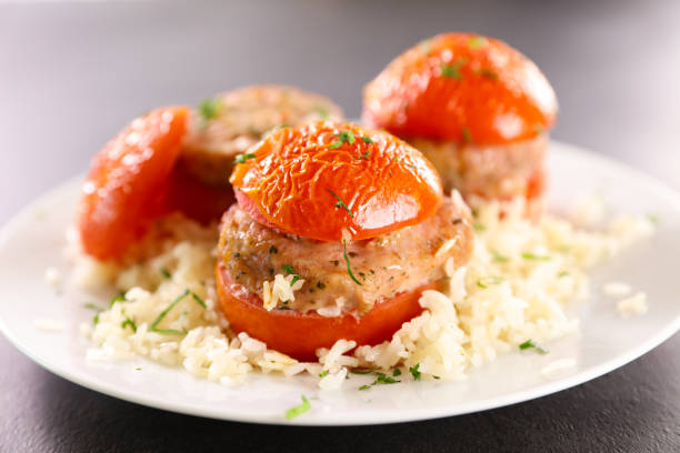 istock stuffed tomatoes with minced beef and rice 1347216758
