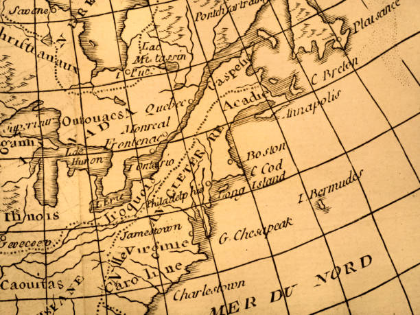 Antique world map, USA and Canada