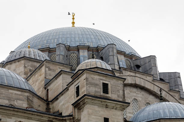 détails de l’architecture de la mosquée suleymaniye avec dôme principal, istanbul, turquie - friday mosque photos et images de collection