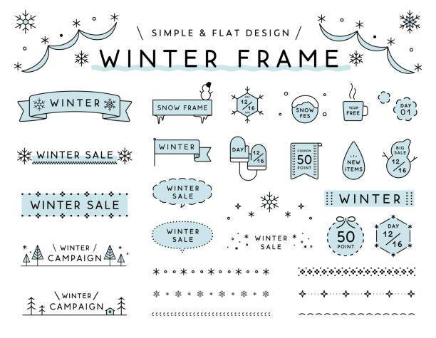 ilustrações de stock, clip art, desenhos animados e ícones de a set of simple winter frames. - recinto cercado