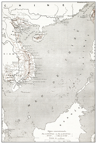 Antique French map of South China Sea