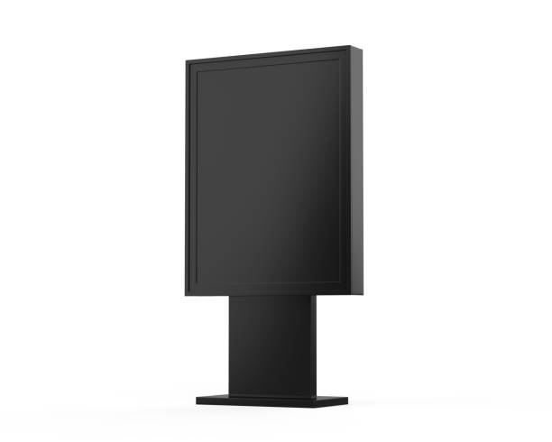 istock LED city light billboard mockup template, acrylic information show electronic display floor stand for branding, 3d illustration 1347222662