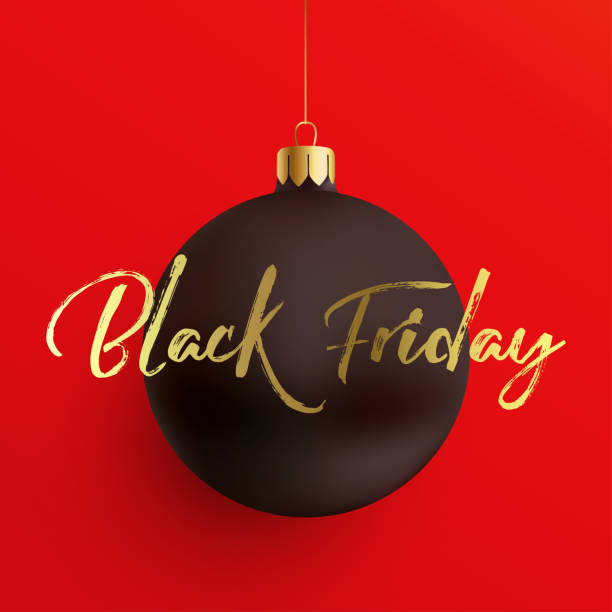 istock Black Friday sale banner with a suspended ball 1347223301